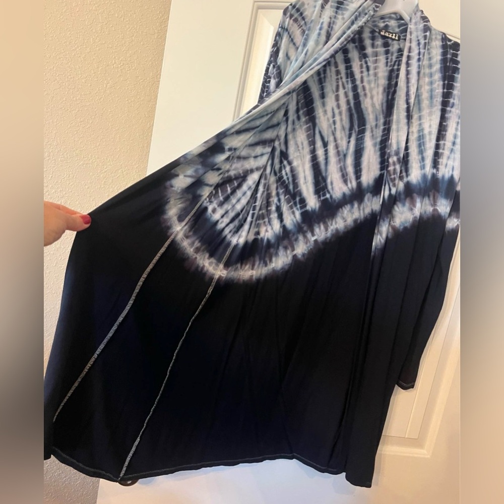 Size medium-blue and white reverse tie-dye duster cardigan - Picture 2 of 5